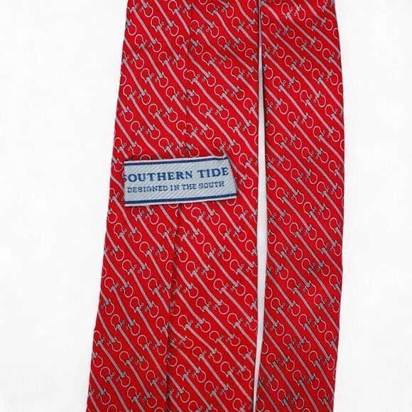 Southern Tide Just a Bit Print Red Men's Neck Tie - Picture 2 of 5